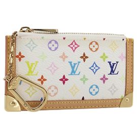 LOUIS VUITTON Monogram Multicolor Pochette Cles Purse White M92655 Auth 193766M