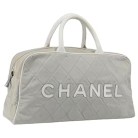 Borsa Boston CHANEL Sports Line Matelasse Canvas Gray Silver CC Auth bs36613