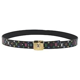 LOUIS VUITTON Cintura Multicolor LV cut Belt Black M6890 LV Auth 193765V