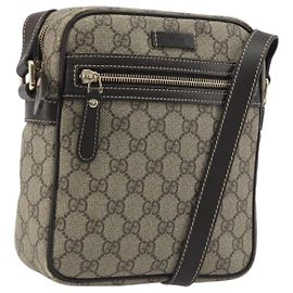 Borsa a tracolla GUCCI GG Supreme PVC Beige Gold 233268 Auth 195210