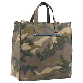Borsa Tote VALENTINO Studs Marrone Oro Auth bs36602
