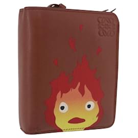 LOEWE Studio Ghibli Anagram Calcifer Portafoglio Pelle Marrone Oro Auth 193437SAM