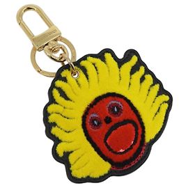 LOUIS VUITTON Porte Cles Face Leather Bag Charm LVxYK Yellow M01130 Auth 194698M