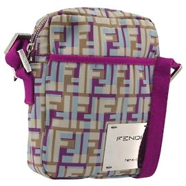 Borsa a tracolla FENDI Zucca Canvas Purple Silver Auth BA14184