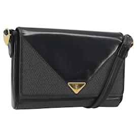 Borsa a tracolla SAINT LAURENT PVC Canvas Black Gold Auth bs36624