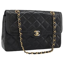 Borsa a catena CHANEL Matelassé in pelle d'agnello Paris Limited Nero Oro CC Auth 194926SAM