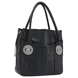 Borsa CHANEL Choco Bar Line in pelle nera e argento CC Auth bs36617