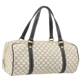 Céline Borsa a mano CELINE Macadam Canvas PVC Leather Ivory Gold Auth 191981A