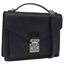 Bolso de mano LOUIS VUITTON Epi Monceau 28 Negro M52122 LV Auth BA14177