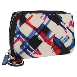 Pouch CHANEL Nylon Bianca Argento CC Auth bs36450A - Chanel