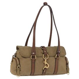 Borsa a tracolla Miu Miu Nylon Beige Gold Auth 194838A
