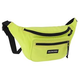 BALENCIAGA Explorer Body Bag Nylon Yellow Silver 482389 Auth bs36437