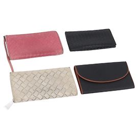 Bottega Veneta Portafoglio BOTTEGAVENETA INTRECCIATO in pelle Set di 4 Rosa Marrone nero Auth fm5424