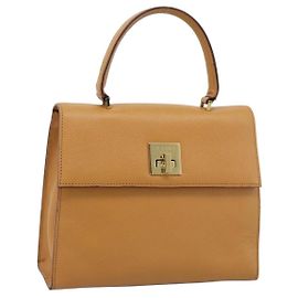 Céline Borsa a mano CELINE in pelle marrone tono oro Auth ka5521A