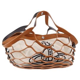 Borsa a mano Vivienne Westwood Canvas Brown White Auth 195190V