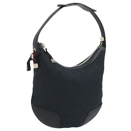 Borsa a spalla GUCCI GG Canvas Pretty Nero Oro 162895 Auth am12235V