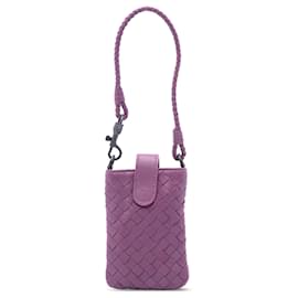 Portacellulare Bottega Veneta in nappa intrecciato viola