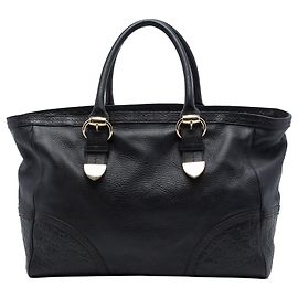 Tote Signoria in pelle di vitello con rifiniture Guccissima nero Gucci