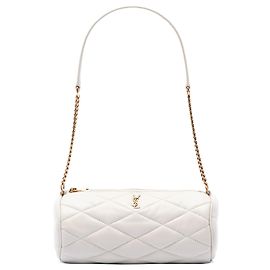 Borsa a tubo Sade Mini in pelle di agnello matelassé bianca Saint Laurent