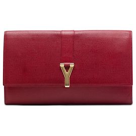 Clutch Chyc Ligne Saint Laurent in pelle testurizzata rossa