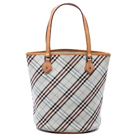 Borsa Tote Burberry Nova Check Canvas Blu