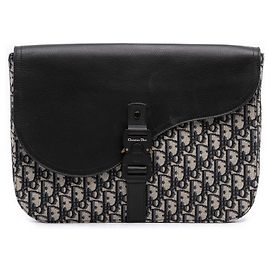 Borsa Clutch Saddle A4 in tela Dior Oblique e pelle blu