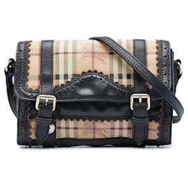 Scarpe Brogues Doyle Crossbody in tela rivestita beige Burberry Haymarket Check