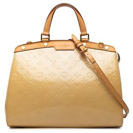 Borsa Satchel Louis Vuitton Monogram Vernis Brea GM Beige