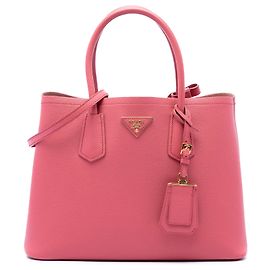 Prada Medium Saffiano Cuir Double Satchel Tasche rosa