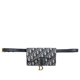 Bolso cinturón Saddle de lona Dior Oblique azul