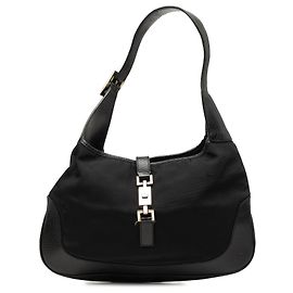 Borsa a tracolla Jackie Gucci in nylon nero