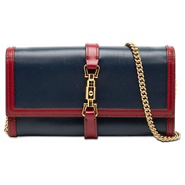 Borsa a tracolla Jackie 1961 Gucci bicolore in pelle di vitello blu con catena