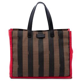 Borsa Tote Simply Shopping Fendi Pequin Canvas marrone