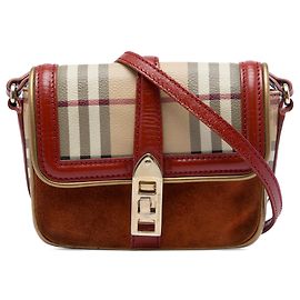 Burberry Berkeley Crossbody Mini Haymarket Check aus beigem beschichtetem Canvas und Wildleder