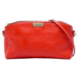 Bolso bandolera Chichester de piel grabada Grain Check rojo Burberry Small