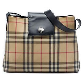 Bolso de hombro Burberry House Check de lona revestida beige