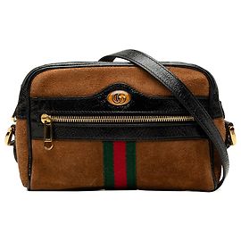 Borsa a Tracolla Mini Suede Web Ophidia Gucci Marrone