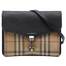 Bolso bandolera Derby Macken Burberry Small de piel negra y lona House Check