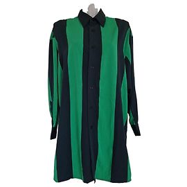Autre Marque AMI Alexandre Mattiussi Robe Chemise Oversize à Rayures Vert et Marine