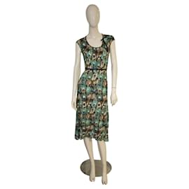 Abito Midi Prada Stampa Floreale Jersey di Seta