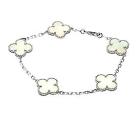 Van Cleef & Arpels Vintage Alhambra Bracelet in White Gold with Mother of Pearl Charm