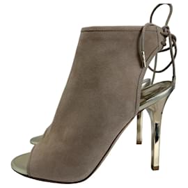 Jimmy Choo Froze Beige Suede Open Toe Ankle Boots