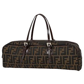 Borsa Fendi Zucca marrone in pelle e tela