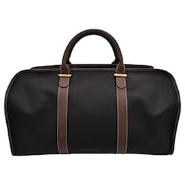 Alfred Dunhill Borsa da viaggio Dunhill in tela monogrammata e pelle marrone