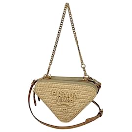 Borsa in rafia Crochet Triangle 3-Way Prada