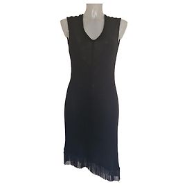 Autre Marque Martin Grant Kleid mit Perlenfransen in Schwarz