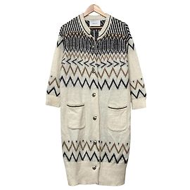 Autre Marque +81 BRANCA Cárdigan largo de punto con estampado nórdico en mezcla de mohair