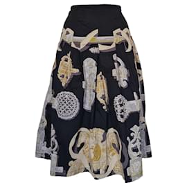 Autre Marque Samantha Sung New York Falda Midi Estampada de Algodón Negro