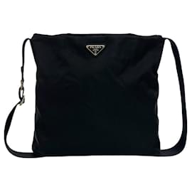 Borsa a tracolla Prada in nylon Tessuto e pelle con placca logo triangolare