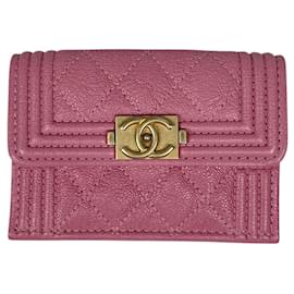 Chanel Boy Small Tri-fold Portemonnaie in Pink
